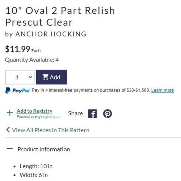 10" Oval 2 Part Relish Prescut Clear Glass Dish by Anchor Hocking - Picture 2 of 2